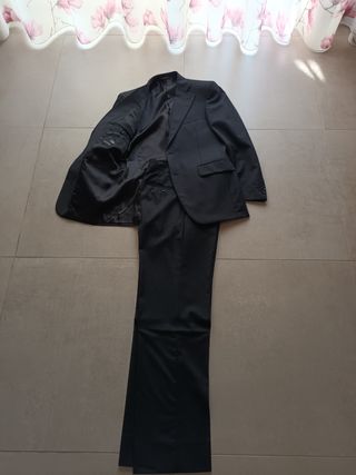 Completo Uomo Nero Gessato 44 - Lana Merino