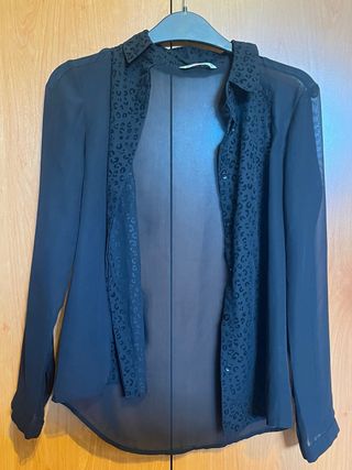Blusa negra leopardo - Talla S
