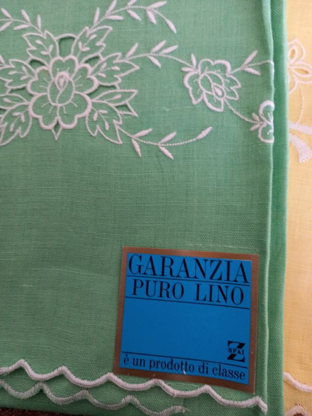 6 Asciugamani puro Lino Ricamati vintage