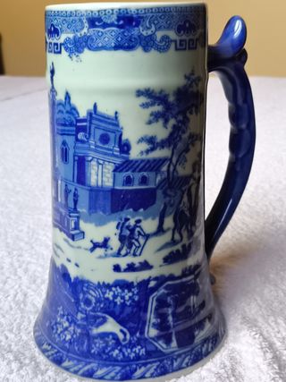 JARRA INGLESA EN AZUL COBALTO PINTADA A MANO
