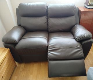 Sofá relax marrón piel sintética