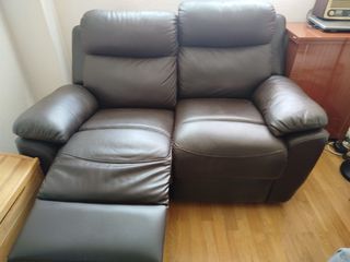 Sofá relax marrón piel sintética