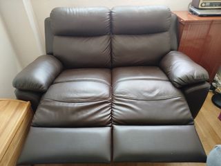 Sofá relax marrón piel sintética
