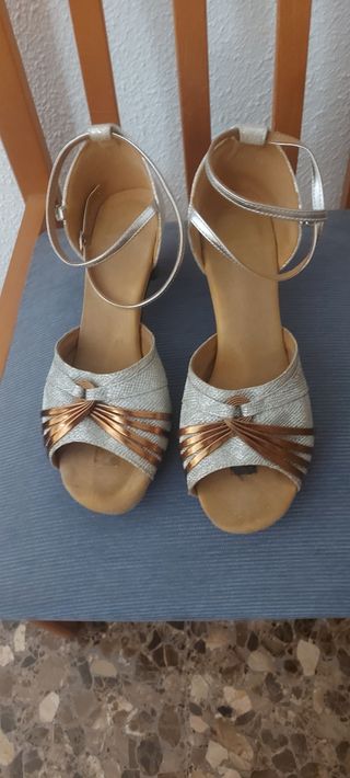 Zapatos baile salón plata-oro