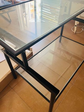 Mesa centro cristal negra