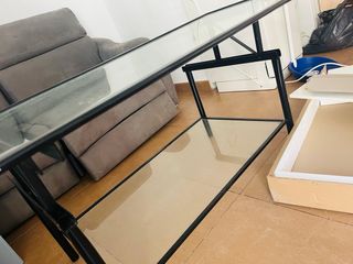 Mesa centro cristal negra