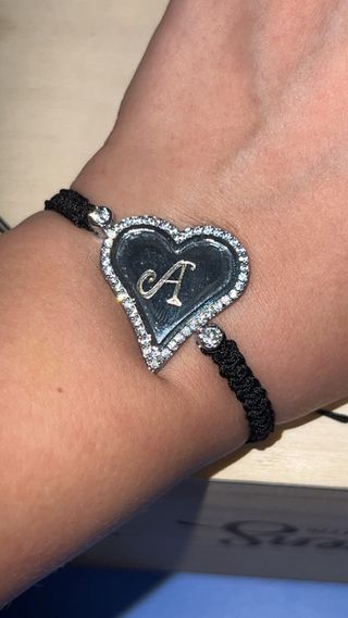 Pulsera corazón plata & hilo negro