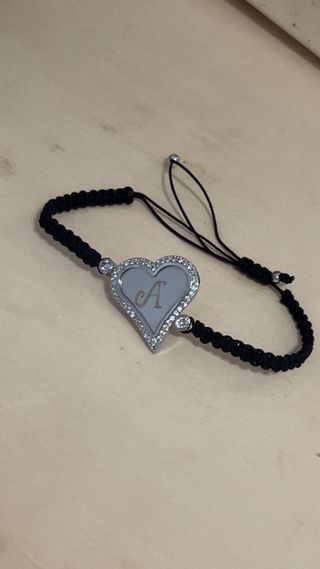 Pulsera corazón plata & hilo negro