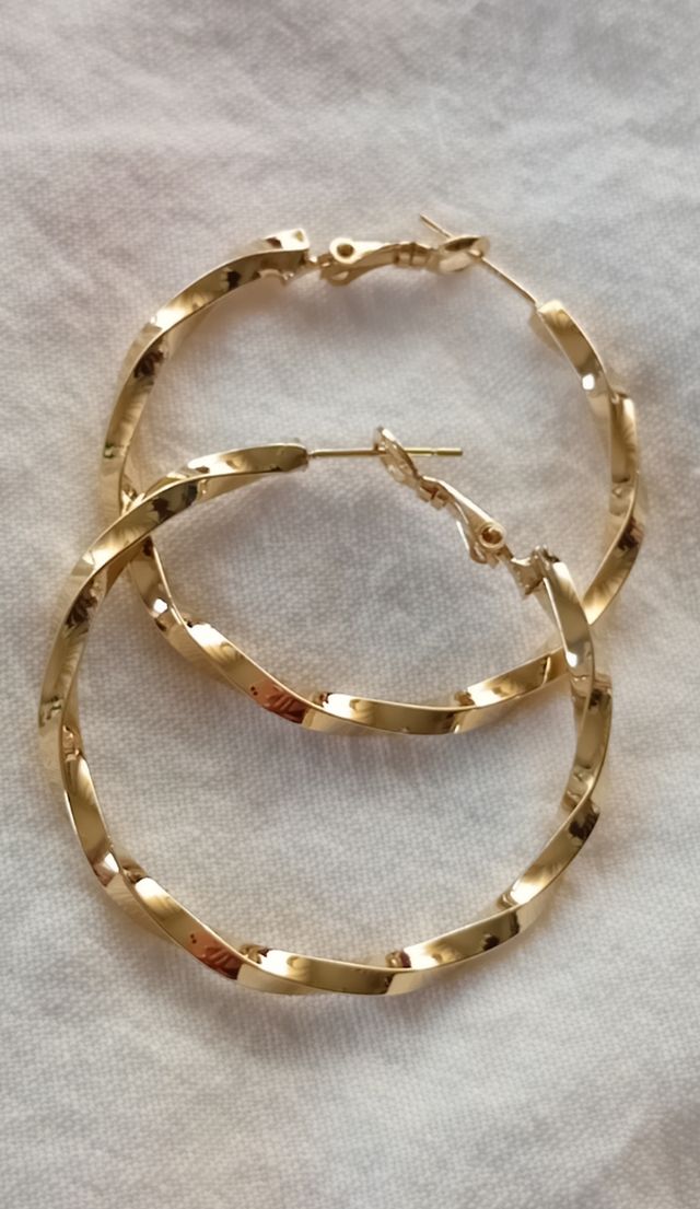 Aros dorados | Pendientes rizos/pincho de plata