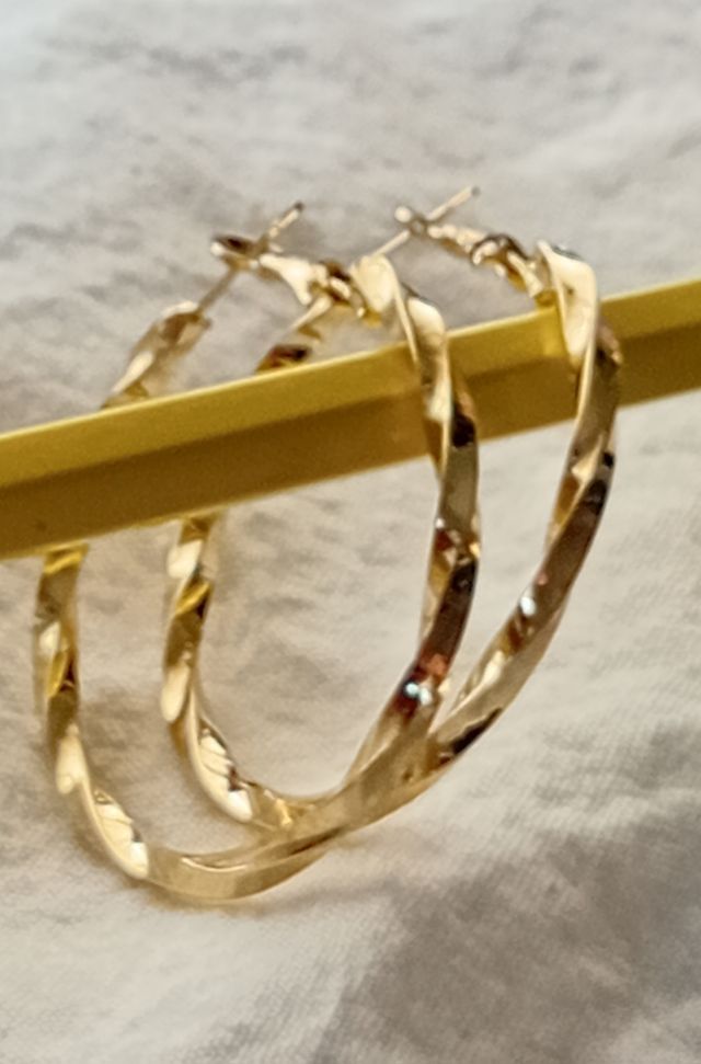 Aros dorados | Pendientes rizos/pincho de plata