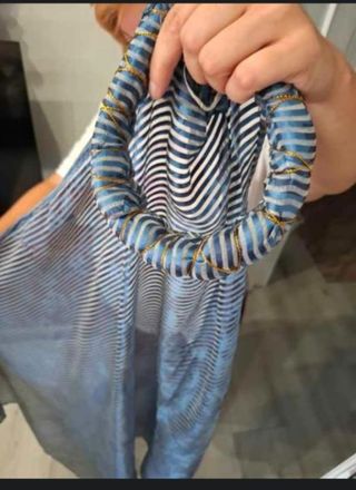 Abito da gala medievale blu e bianco