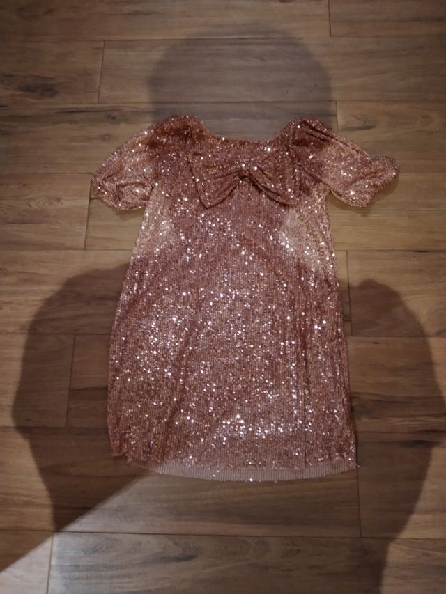 Vestido niña rosa brillante 11-12 años, 152cm.
