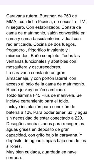Caravana Burstner 750 MMA.