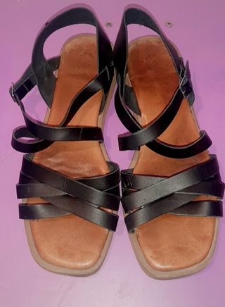 Sandalias Abril Piel Negras 40
