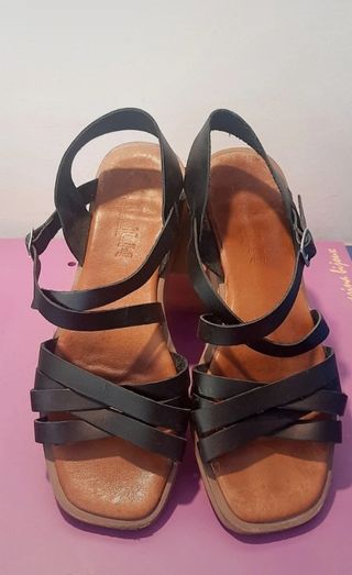 Sandalias Abril Piel Negras 40