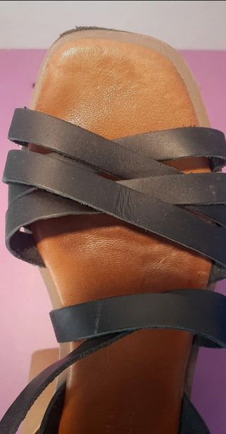 Sandalias Abril Piel Negras 40