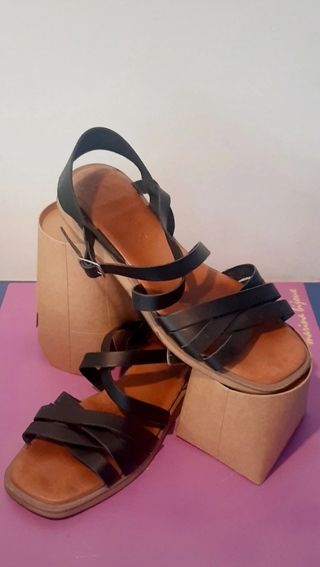 Sandalias Abril Piel Negras 40