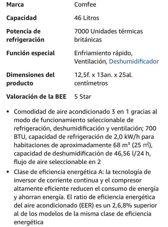 Aire acondicionado portátil Comfee