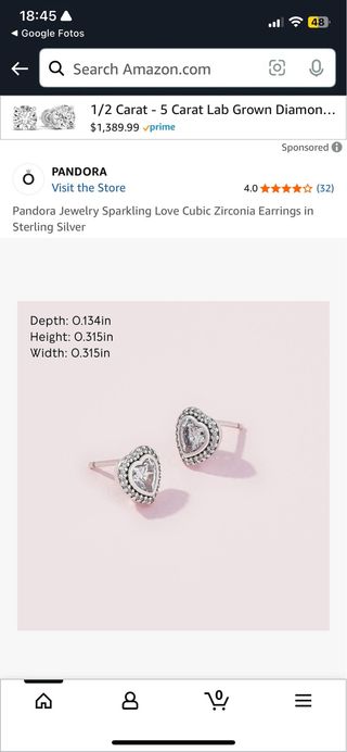 Pendientes y colgante Pandora corazón. 