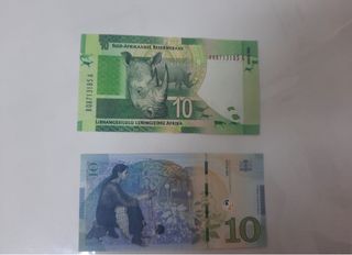 2 Billetes sin circular. Sudafrica y Georgia 