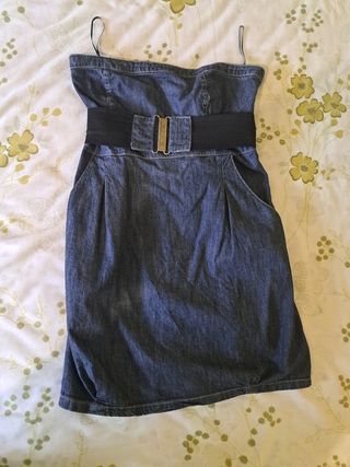 Vestido vaquero azul palabra de honor