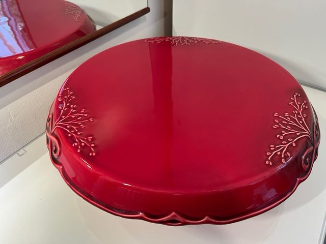 Cake stand de cerámica roja