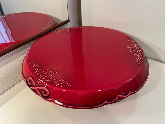 Cake stand de cerámica roja