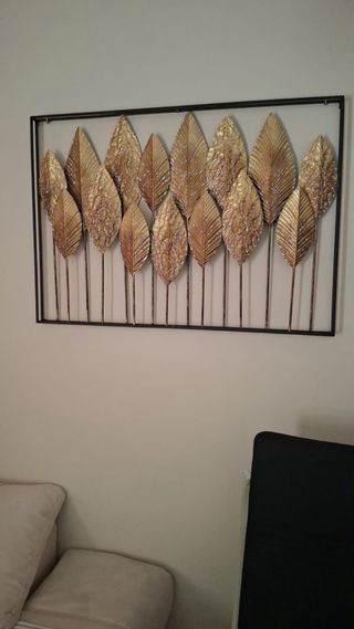 Escultura de hojas doradas - Metal
