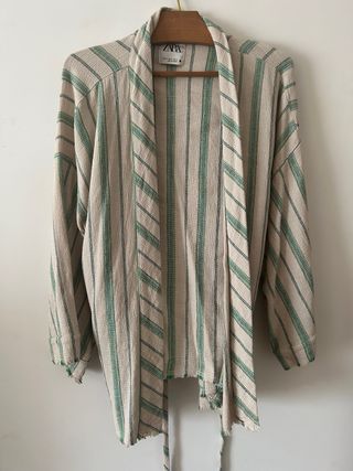 Conjunto Zara: Pantalón y Kimono rayas
