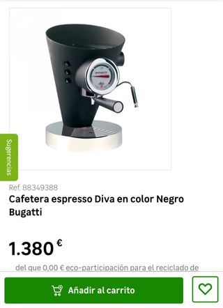Cafetera Espresso Bugatti Diva Negra