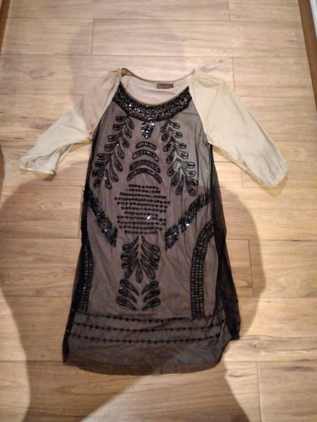 Vestido negro y beige talla S