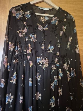 Vestido midi floral ZARA BASIC Z1975 DENIM Talla L