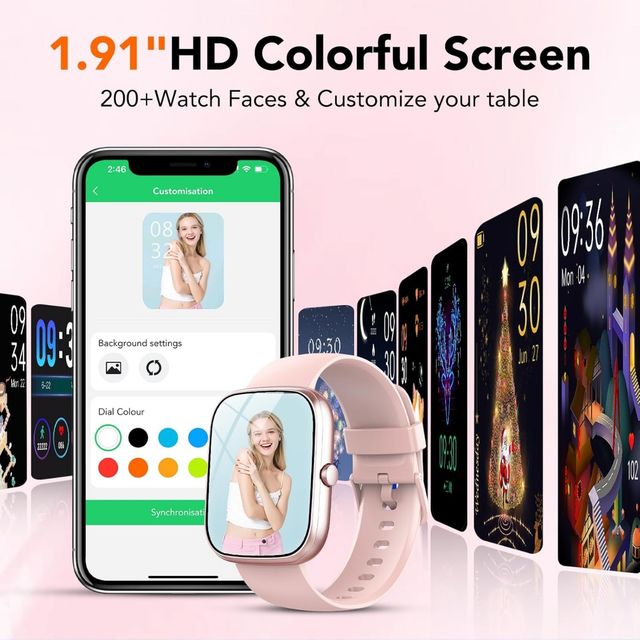 Smartwatch Bluetooth 1.91"HD Rosa