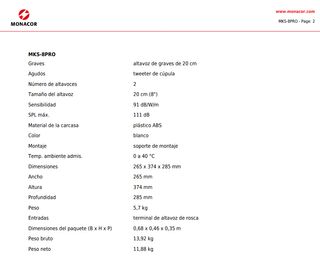 Altavoces MONACOR MKS-8PRO blancos