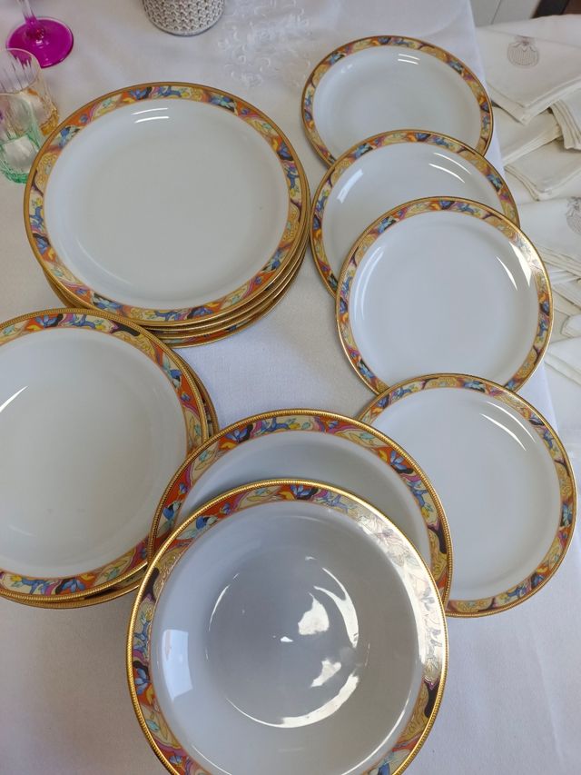 Vajilla lujo porcelana dorada 12 piezas