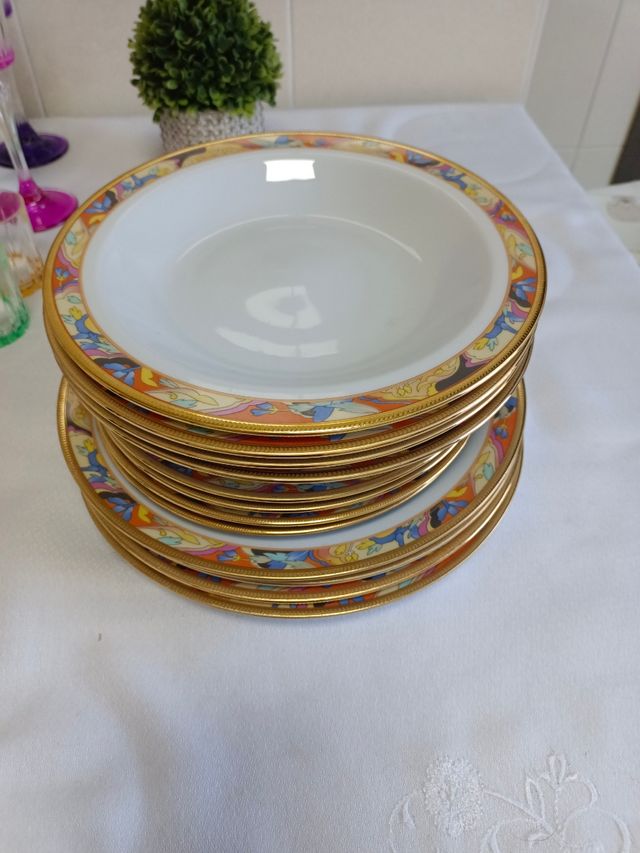 Vajilla lujo porcelana dorada 12 piezas