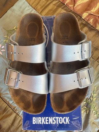 Sandálias Birkenstock Arizona 37 Prateadas