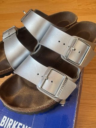 Sandálias Birkenstock Arizona 37 Prateadas