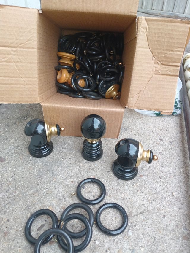 Barras cortinas + anillas: marrón, dorado