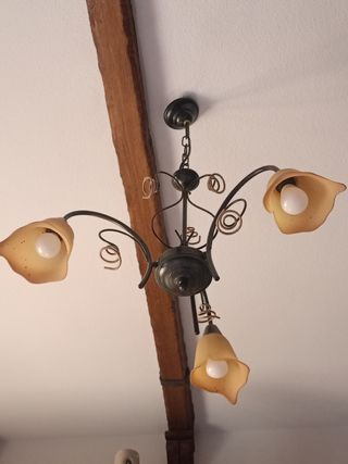 Lmparas imitación forja tulipas cristal