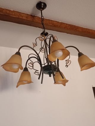Lmparas imitación forja tulipas cristal