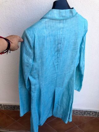 Traje lino turquesa T42 sin estrenar