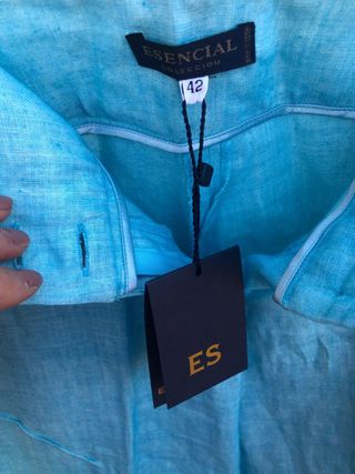 Traje lino turquesa T42 sin estrenar