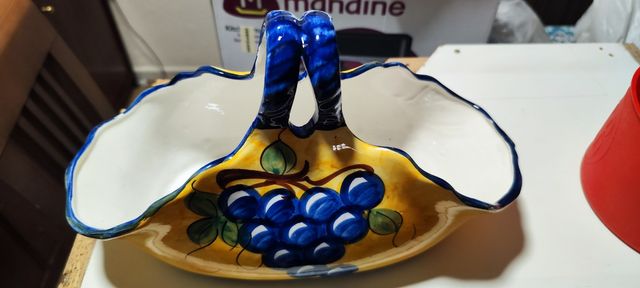 Cesta cerámica azul-amarilla