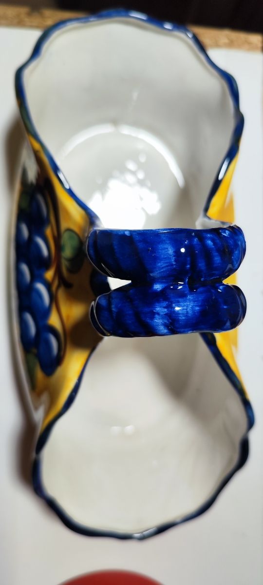 Cesta cerámica azul-amarilla