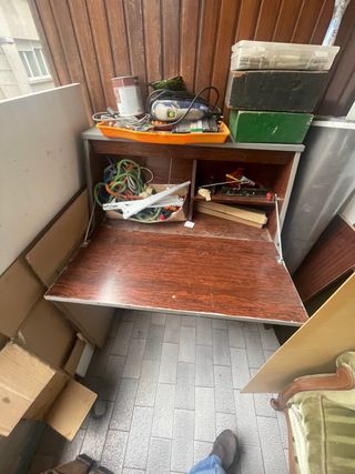 Escritorio antiguo de madera y metal para diy