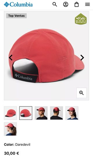 Gorra Columbia roja Omni-Shade