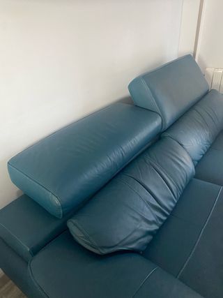 Sofá piel turquesa relax