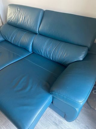 Sofá piel turquesa relax