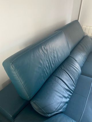 Sofá piel turquesa relax